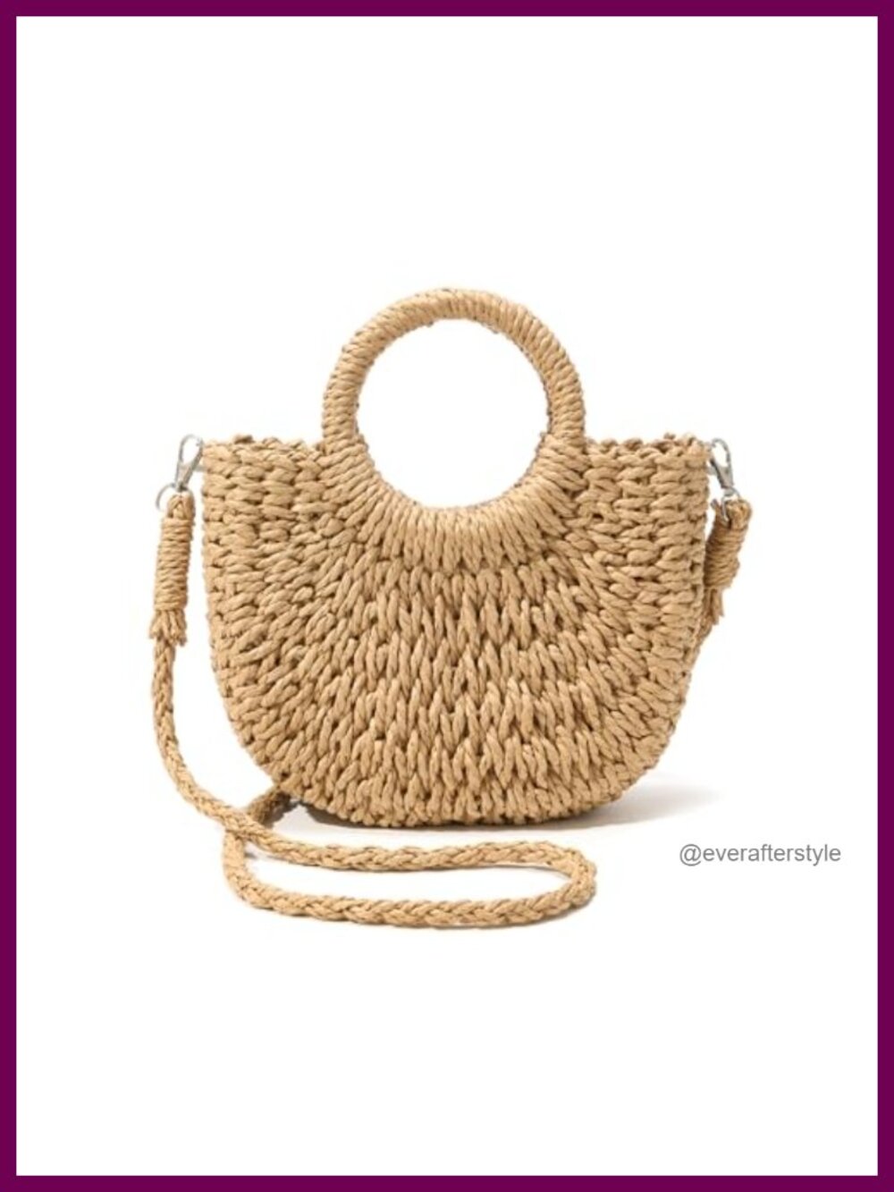 Handwoven Straw Crossbody Bag Woven Beach Purse Boho Summer